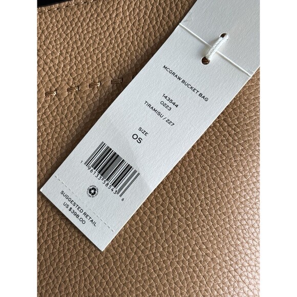 Tory Burch McGraw Tiramisu Tan Leather Bucket Tote/Shoulder Bag Authentic New - Picture 4 of 7